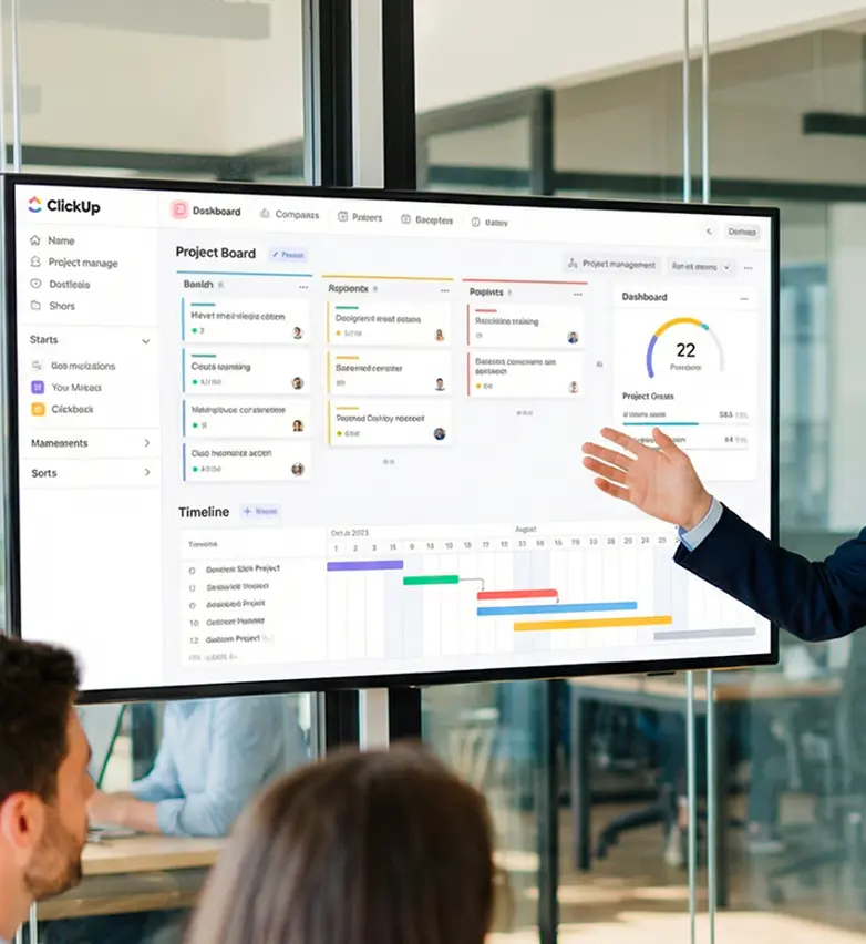 Photo d'un dashboard lors d'un accompagnement ClickUp